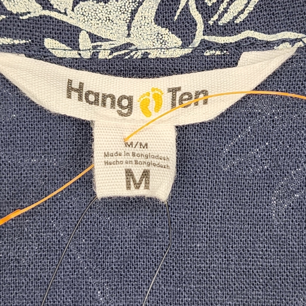 HANG TEN Goldie shirt, linen, button up, collar, size M - Picture 8 of 9